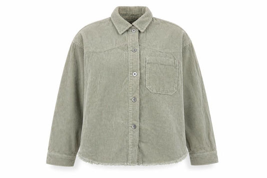 Front view of Zara Women’s Green Corduroy Button-Up Jacket XS