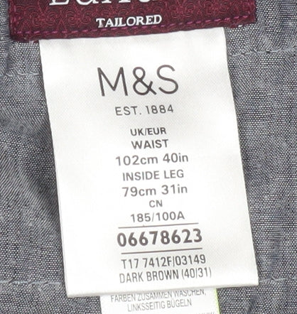 Marks and Spencer Men's Brown Corduroy Trousers 40W 31L Regular Fit