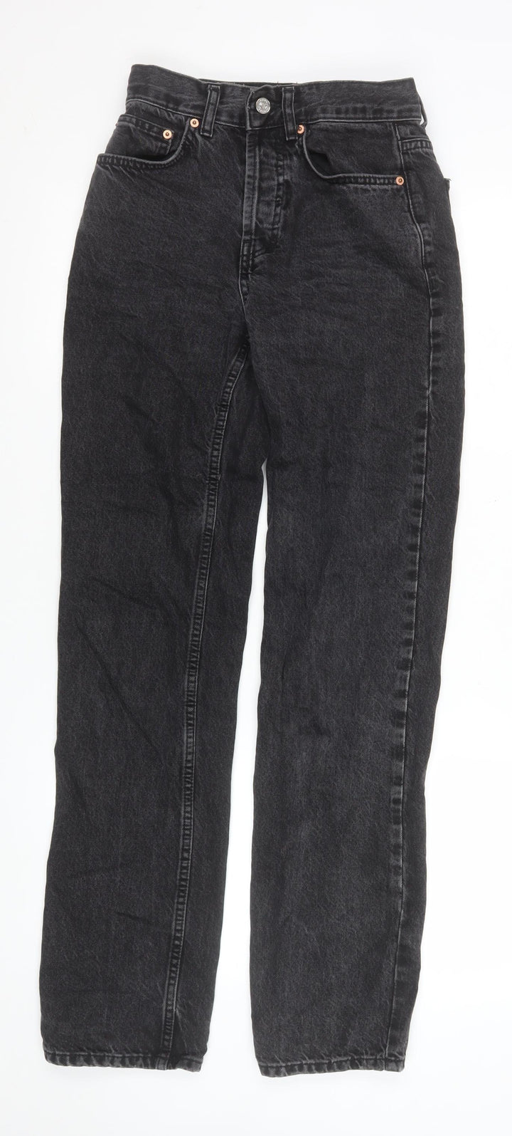 ASOS Women Black Straight High Rise Jeans Size 8 Regular 100% Cotton