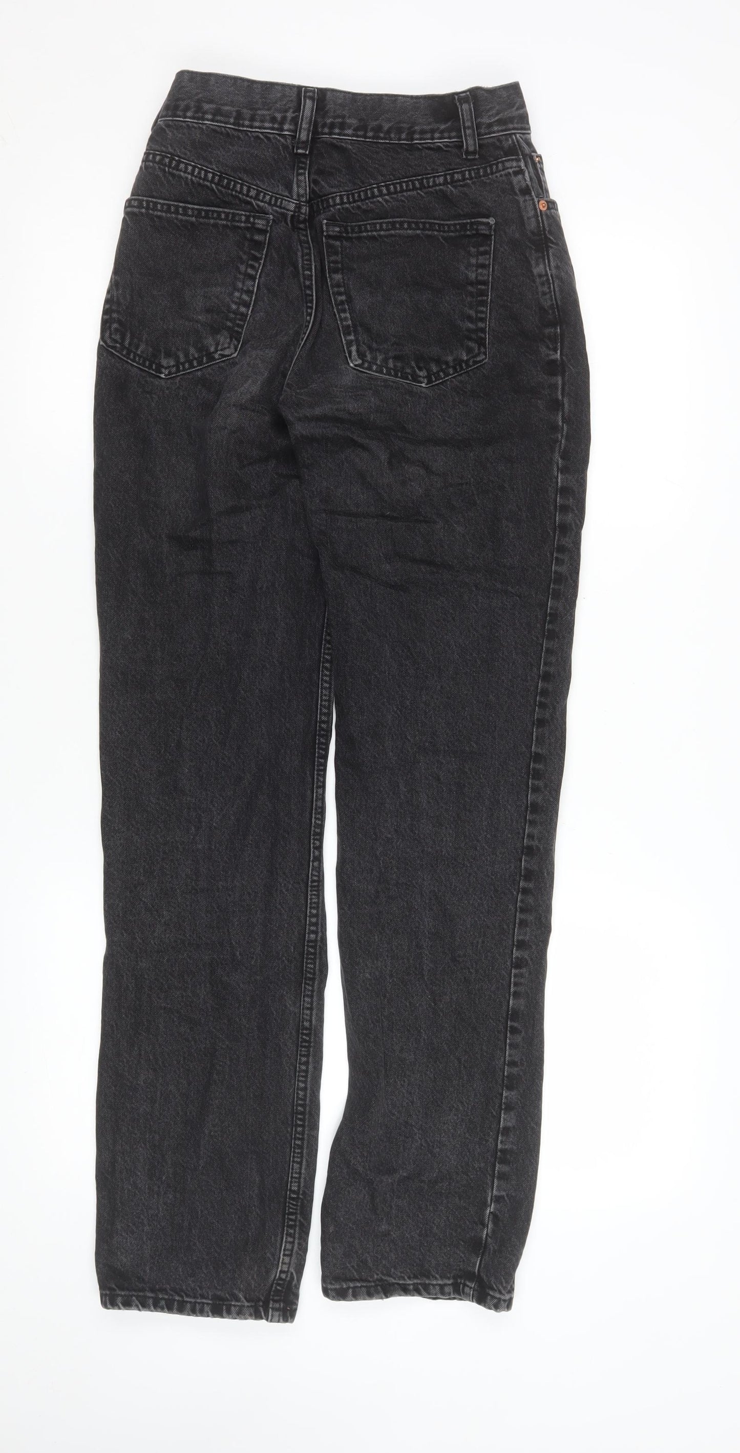 ASOS Women Black Straight High Rise Jeans Size 8 Regular 100% Cotton