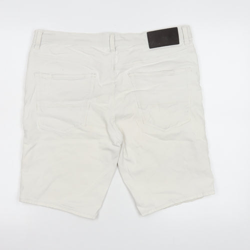River Island Women’s White Bermuda Denim Shorts Size 36 Stretch Casual