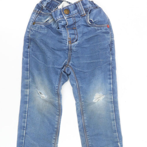 Next Unisex Baby Blue Stretch Jeans 18-24 Months Elastic Waist Denim