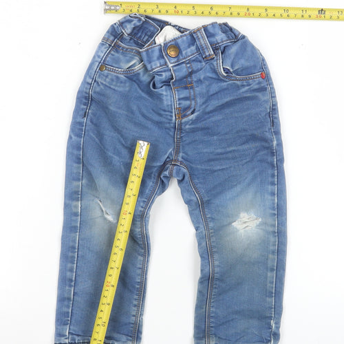 Next Unisex Baby Blue Stretch Jeans 18-24 Months Elastic Waist Denim