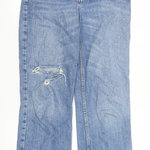 ASOS Women’s Blue Distressed High Rise Straight Jeans Size 8
