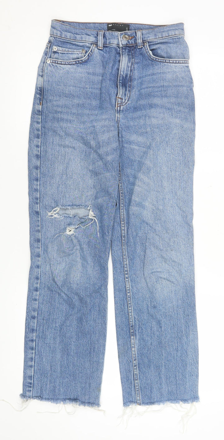 ASOS Women’s Blue Distressed High Rise Straight Jeans Size 8