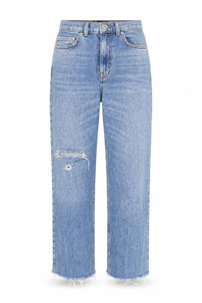 ASOS Women’s Blue Distressed High Rise Straight Jeans Size 8