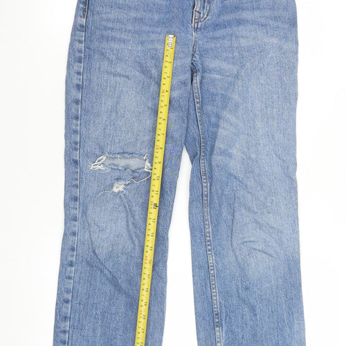 ASOS Women’s Blue Distressed High Rise Straight Jeans Size 8