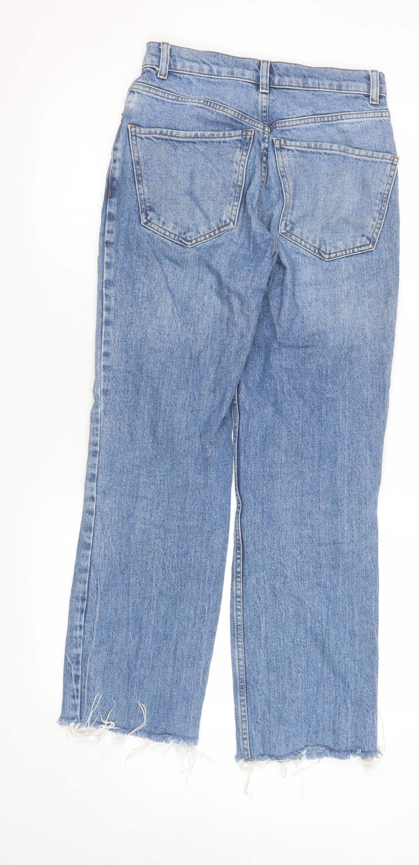 ASOS Women’s Blue Distressed High Rise Straight Jeans Size 8