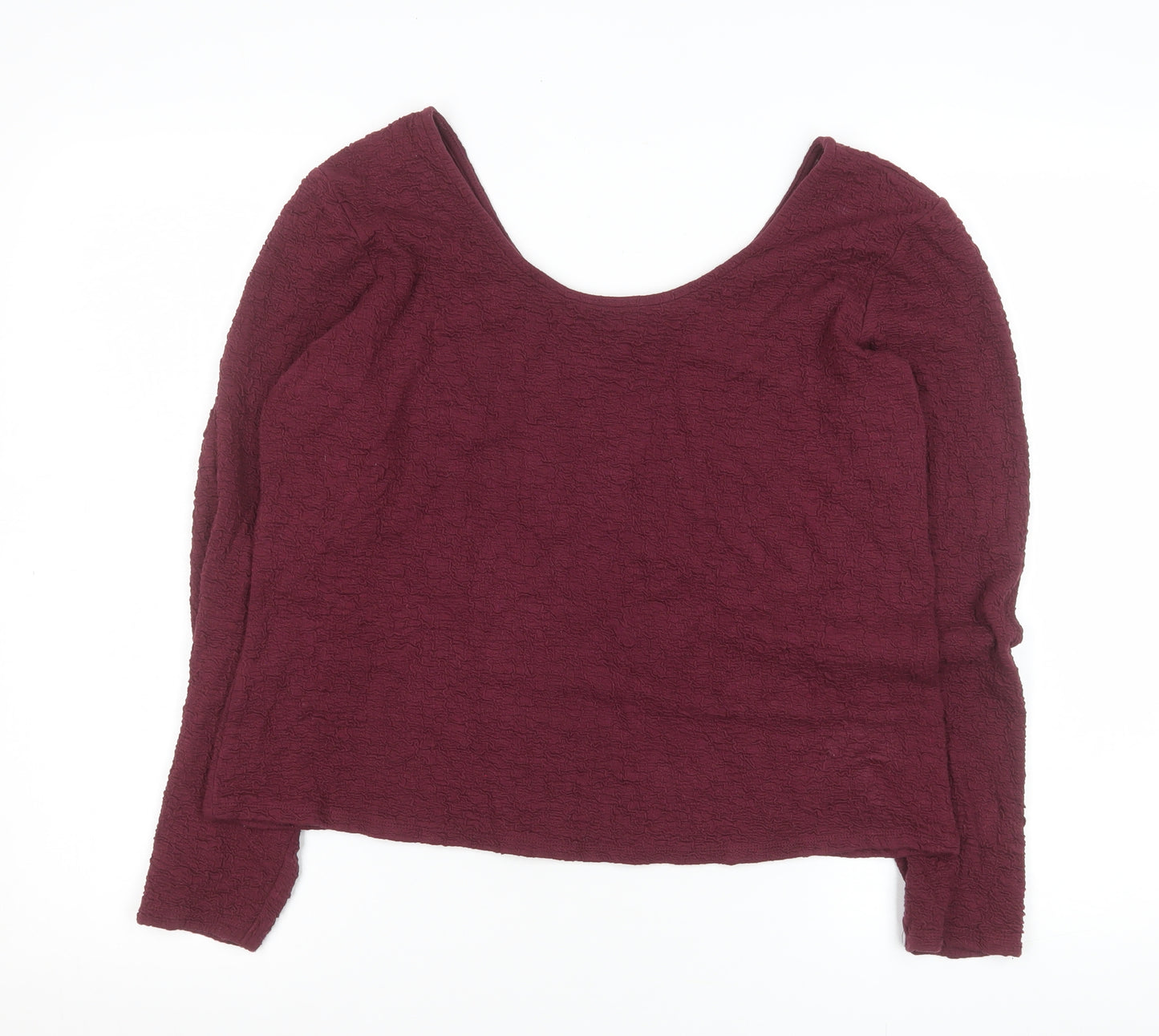 Gallery Womens Burgundy Long Sleeve Scoop Neck Stretch Blouse Size L