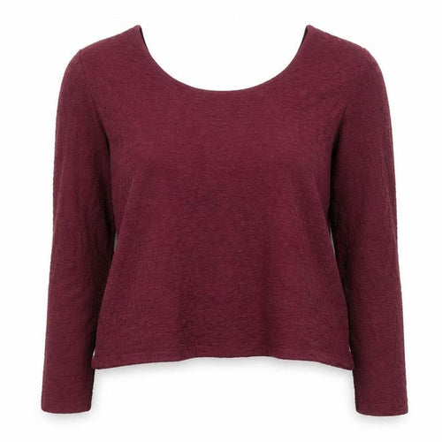 Gallery Womens Burgundy Long Sleeve Scoop Neck Stretch Blouse Size L