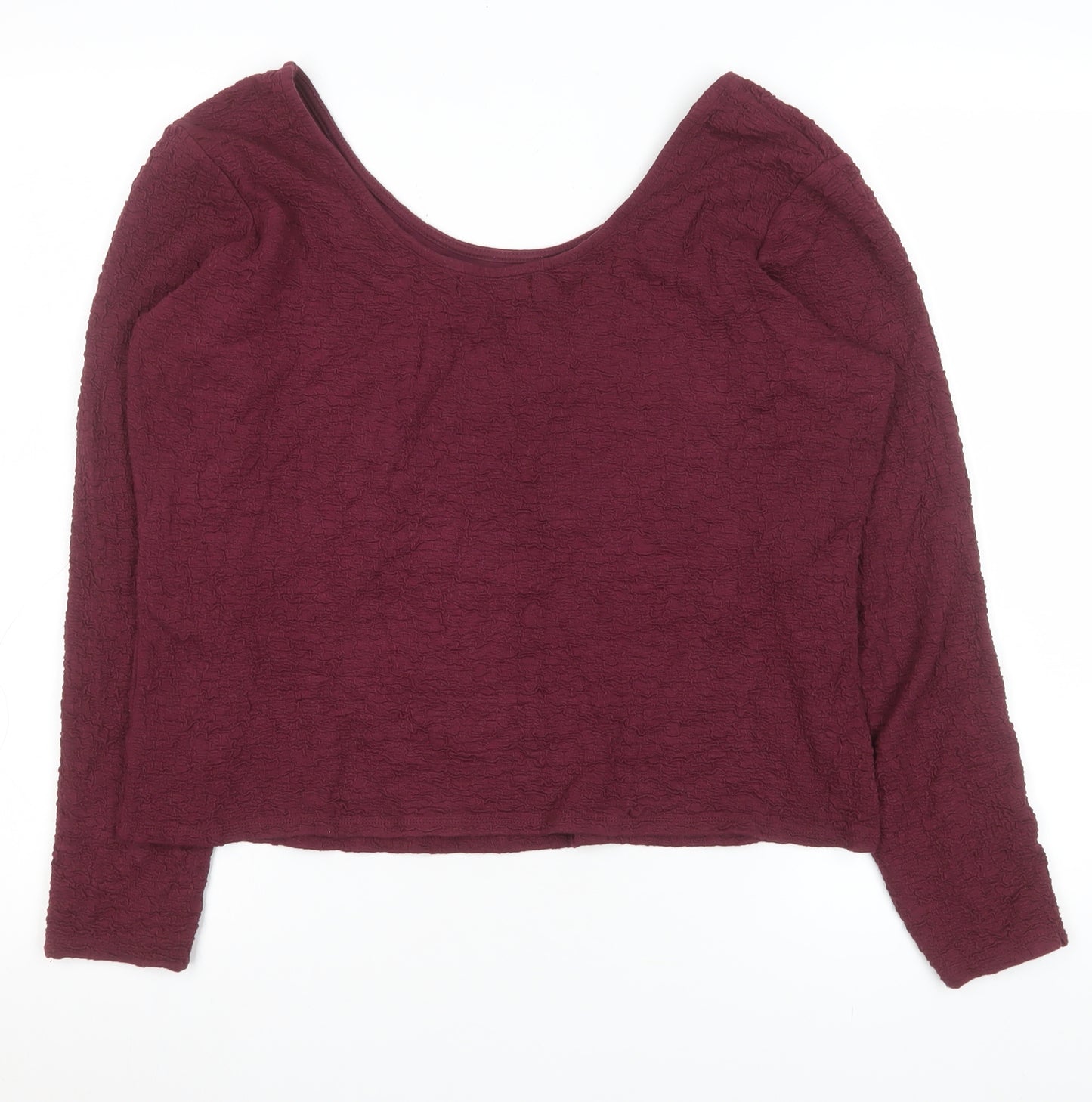 Gallery Womens Burgundy Long Sleeve Scoop Neck Stretch Blouse Size L