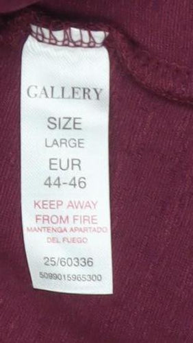 Gallery Womens Burgundy Long Sleeve Scoop Neck Stretch Blouse Size L