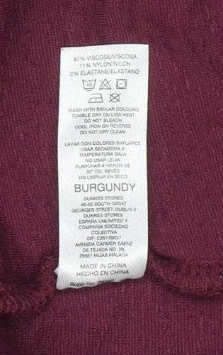 Gallery Womens Burgundy Long Sleeve Scoop Neck Stretch Blouse Size L