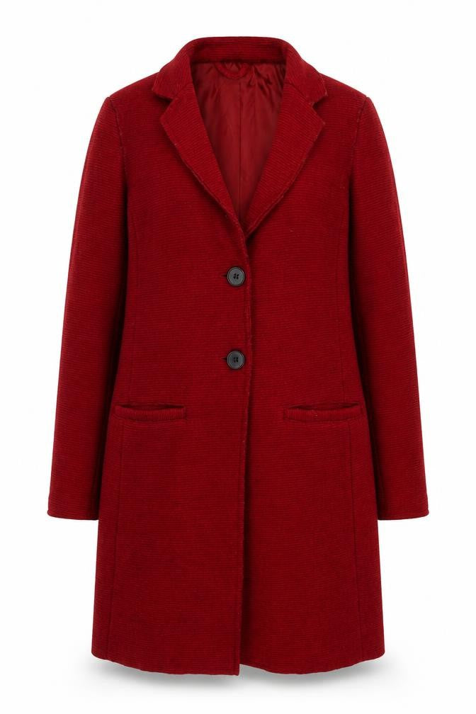 Only Womens Red Wool Blend Long Overcoat Size S