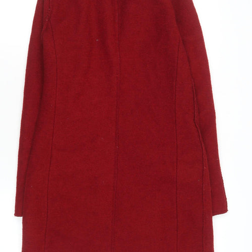 ONLY Womens Red Wool Blend Long Overcoat Size S