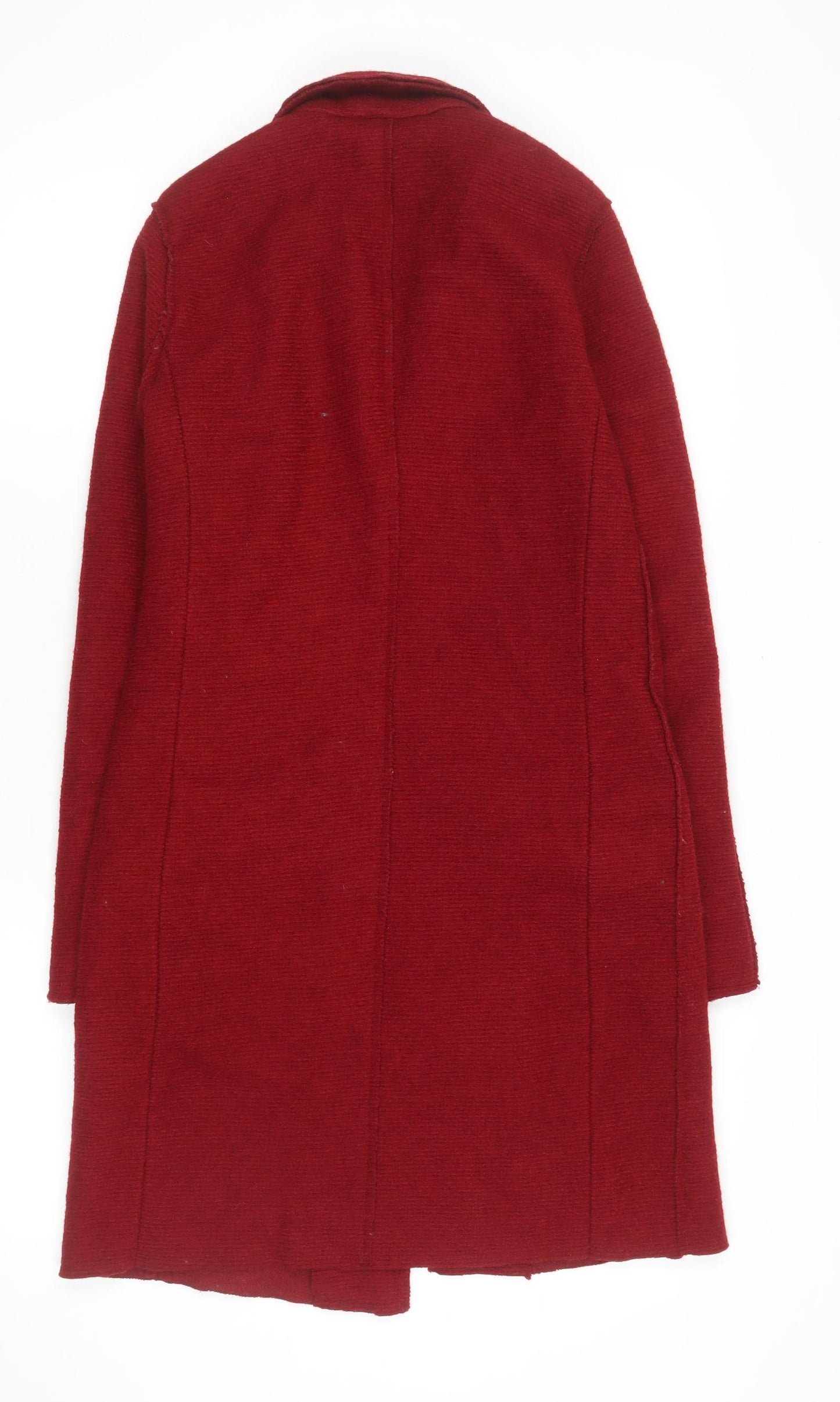ONLY Womens Red Wool Blend Long Overcoat Size S