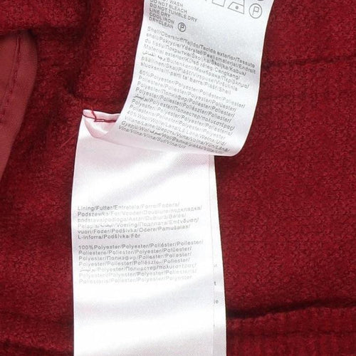 ONLY Womens Red Wool Blend Long Overcoat Size S