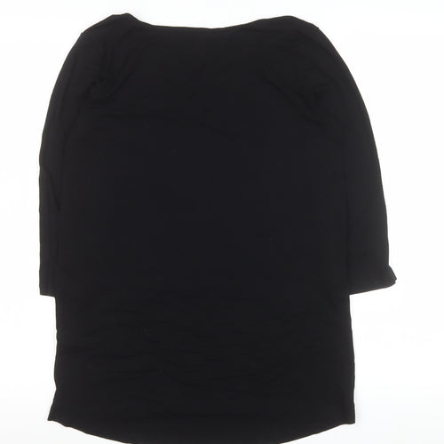 New Look Women’s Black V-Neck 3/4 Sleeve Basic Stretch Top UK 10