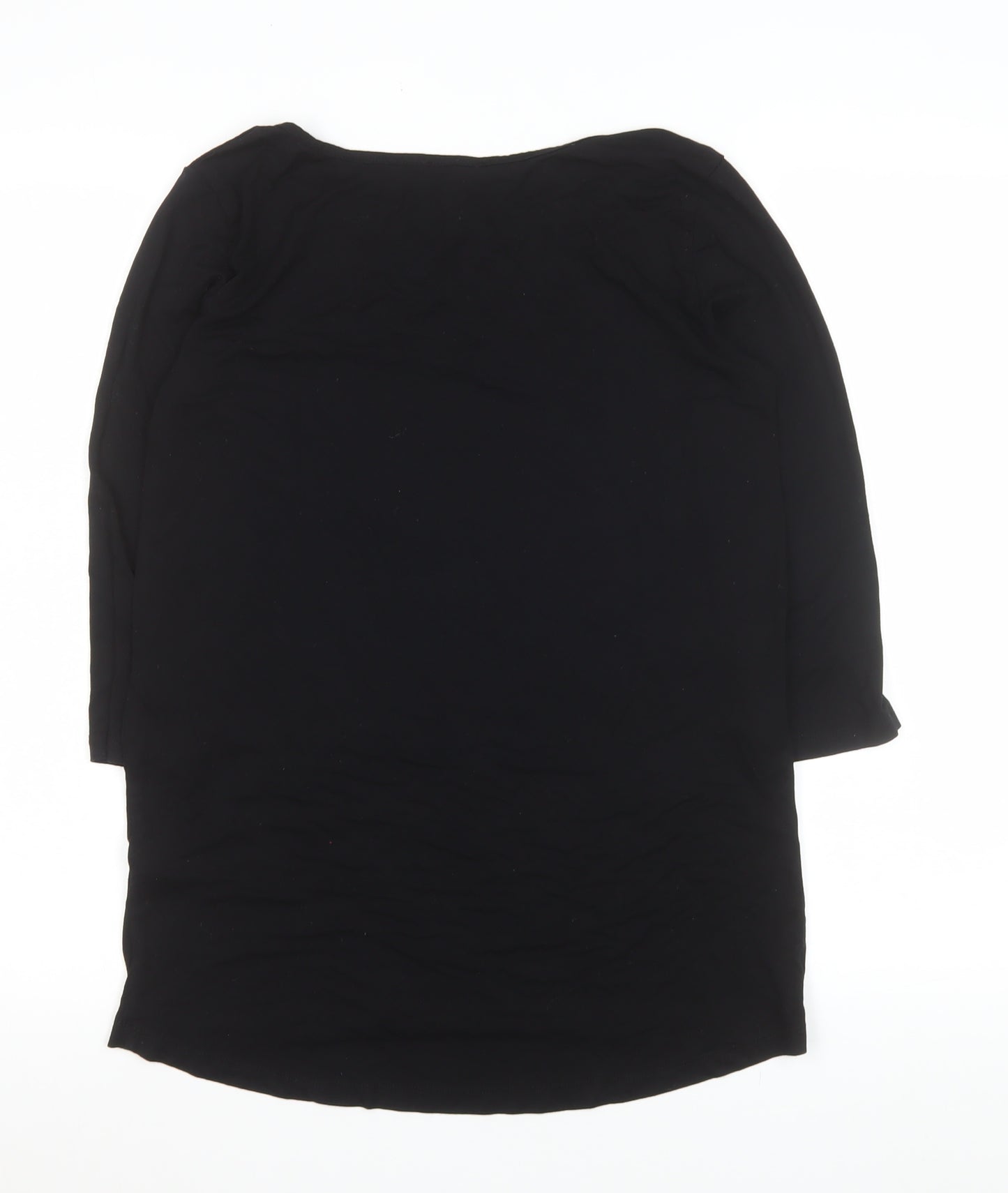 New Look Women’s Black V-Neck 3/4 Sleeve Basic Stretch Top UK 10