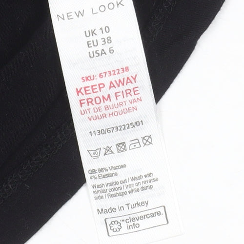 New Look Women’s Black V-Neck 3/4 Sleeve Basic Stretch Top UK 10