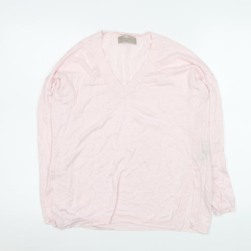 Paul Costelloe Living Women’s Blush Pink Linen V-Neck Long Sleeve Top Size S