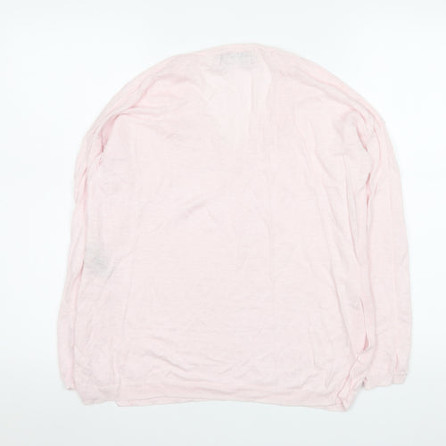 Paul Costelloe Living Women’s Blush Pink Linen V-Neck Long Sleeve Top Size S