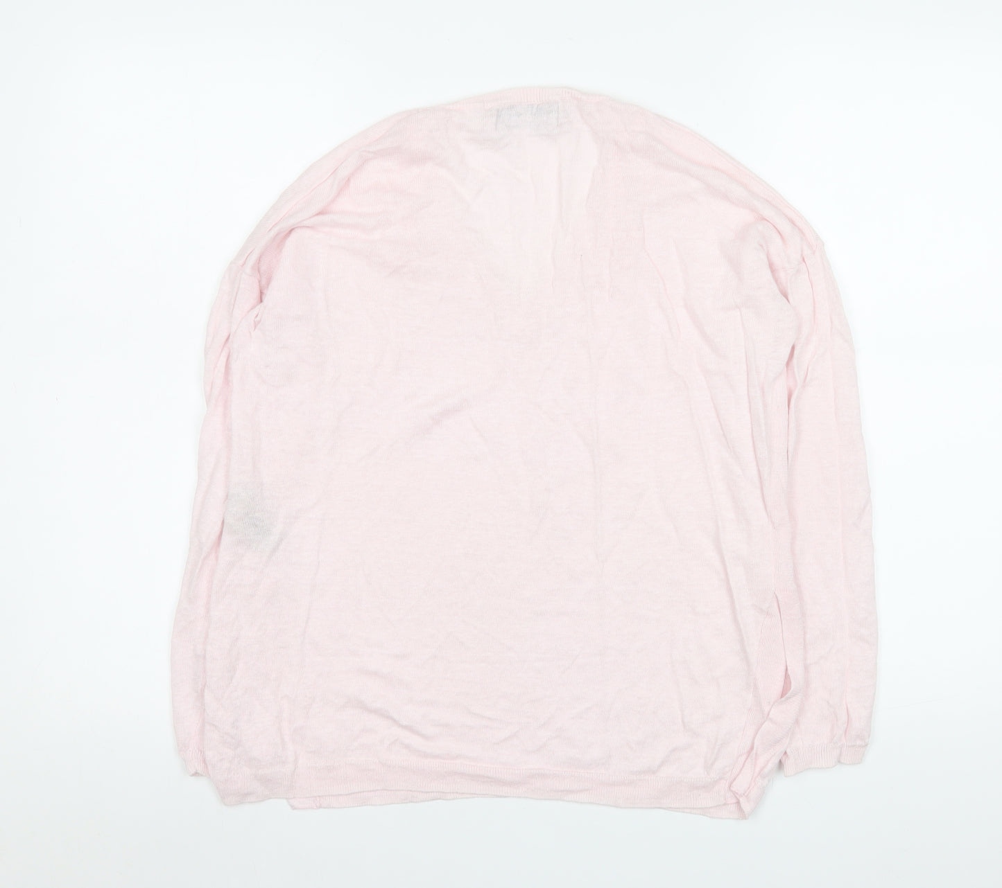 Paul Costelloe Living Women’s Blush Pink Linen V-Neck Long Sleeve Top Size S