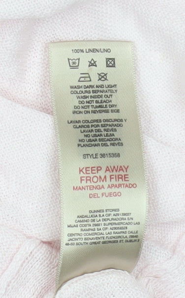 Paul Costelloe Living Women’s Blush Pink Linen V-Neck Long Sleeve Top Size S