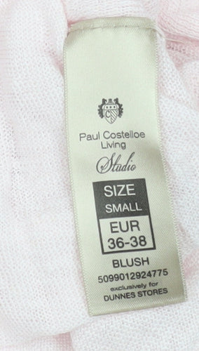 Paul Costelloe Living Women’s Blush Pink Linen V-Neck Long Sleeve Top Size S