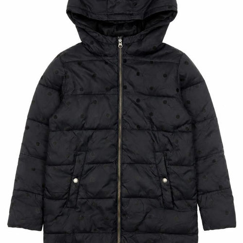 Country Road Girls Black Polka Dot Quilted Puffer Coat Hooded 10-11 Years