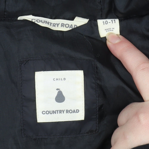 Country Road Girls Black Polka Dot Quilted Puffer Coat Hooded 10-11 Years