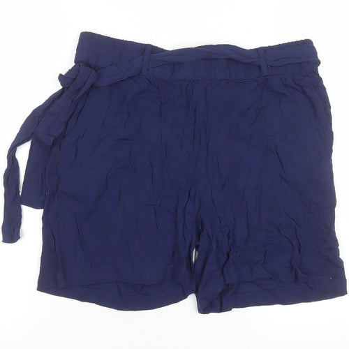 Natura Women's Blue High Rise Paperbag Shorts Size L
