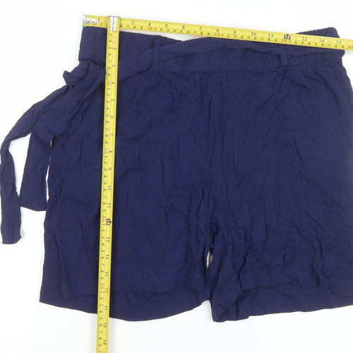 Natura Women's Blue High Rise Paperbag Shorts Size L