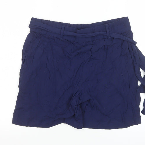 Natura Women's Blue High Rise Paperbag Shorts Size L