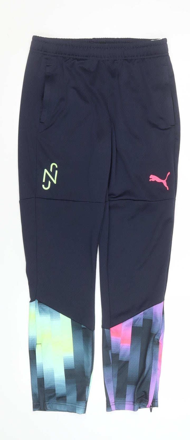Puma Womens Navy Multicoloured Drycell Jogger Trousers Size 13-14Y