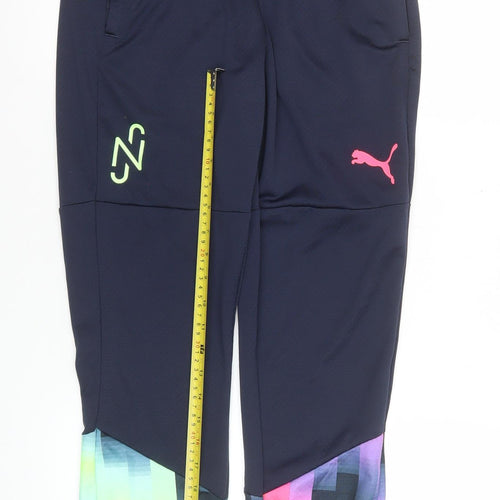Puma Womens Navy Multicoloured Drycell Jogger Trousers Size 13-14Y