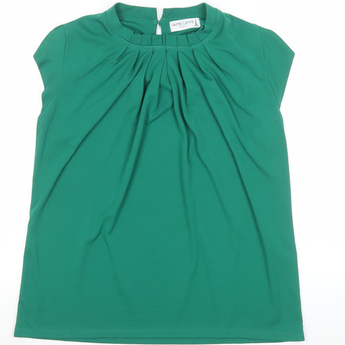 J'aime Lavie Women Green High Neck Pleated Tunic Blouse Size 12