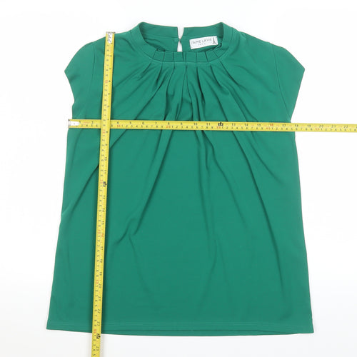 J'aime Lavie Women Green High Neck Pleated Tunic Blouse Size 12