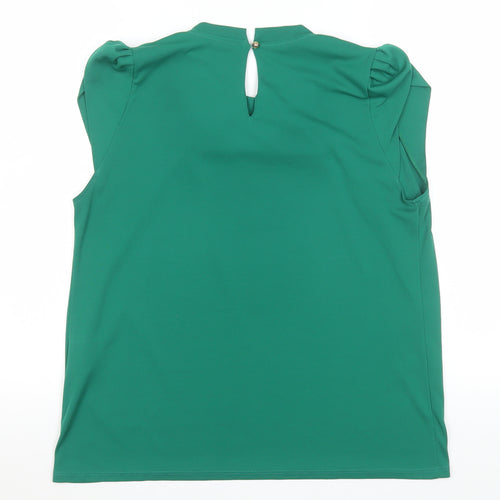 J'aime Lavie Women Green High Neck Pleated Tunic Blouse Size 12