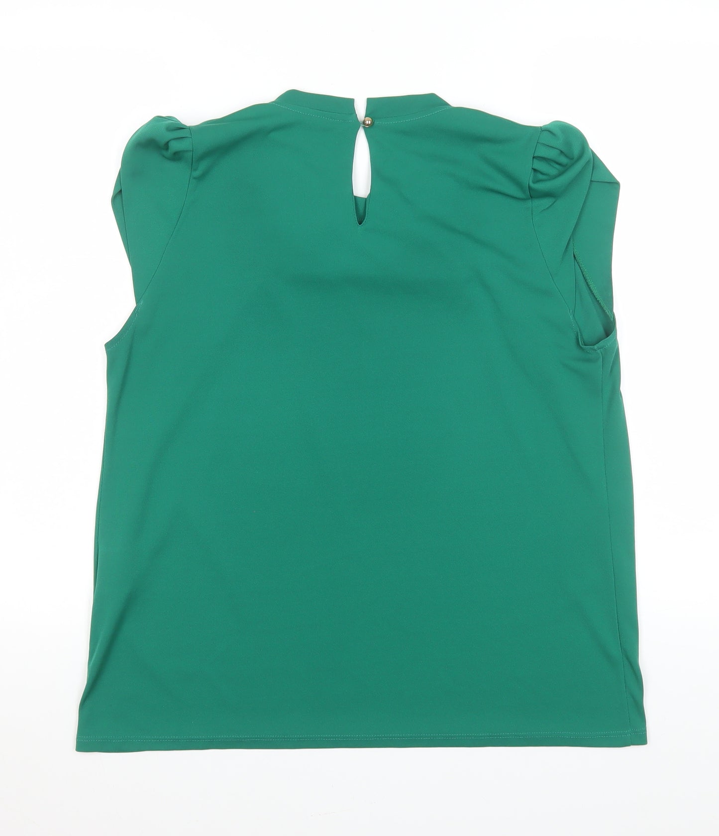 J'aime Lavie Women Green High Neck Pleated Tunic Blouse Size 12