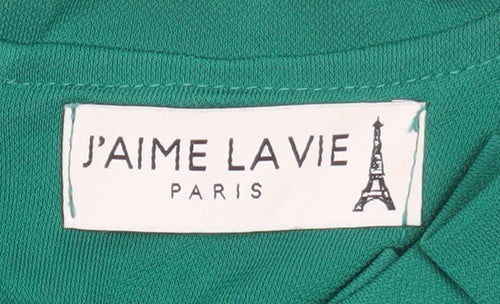 J'aime Lavie Women Green High Neck Pleated Tunic Blouse Size 12