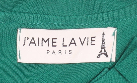 J'aime Lavie Women Green High Neck Pleated Tunic Blouse Size 12