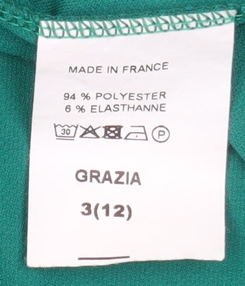 J'aime Lavie Women Green High Neck Pleated Tunic Blouse Size 12