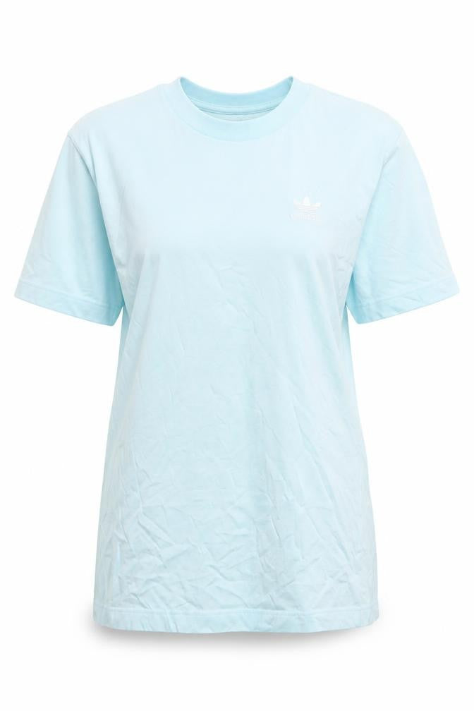 Front view of adidas Women's Blue Basic Crew Neck Cotton T-Shirt, size S