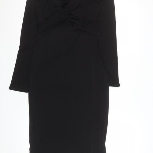 New Look Women’s Black Bodycon Midi Dress Size 12 Long Sleeve Party
