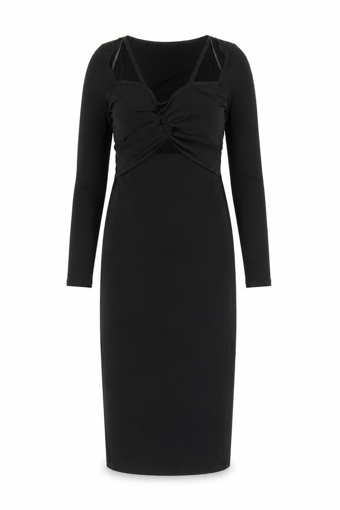 New Look Women’s Black Bodycon Midi Dress Size 12 Long Sleeve Party
