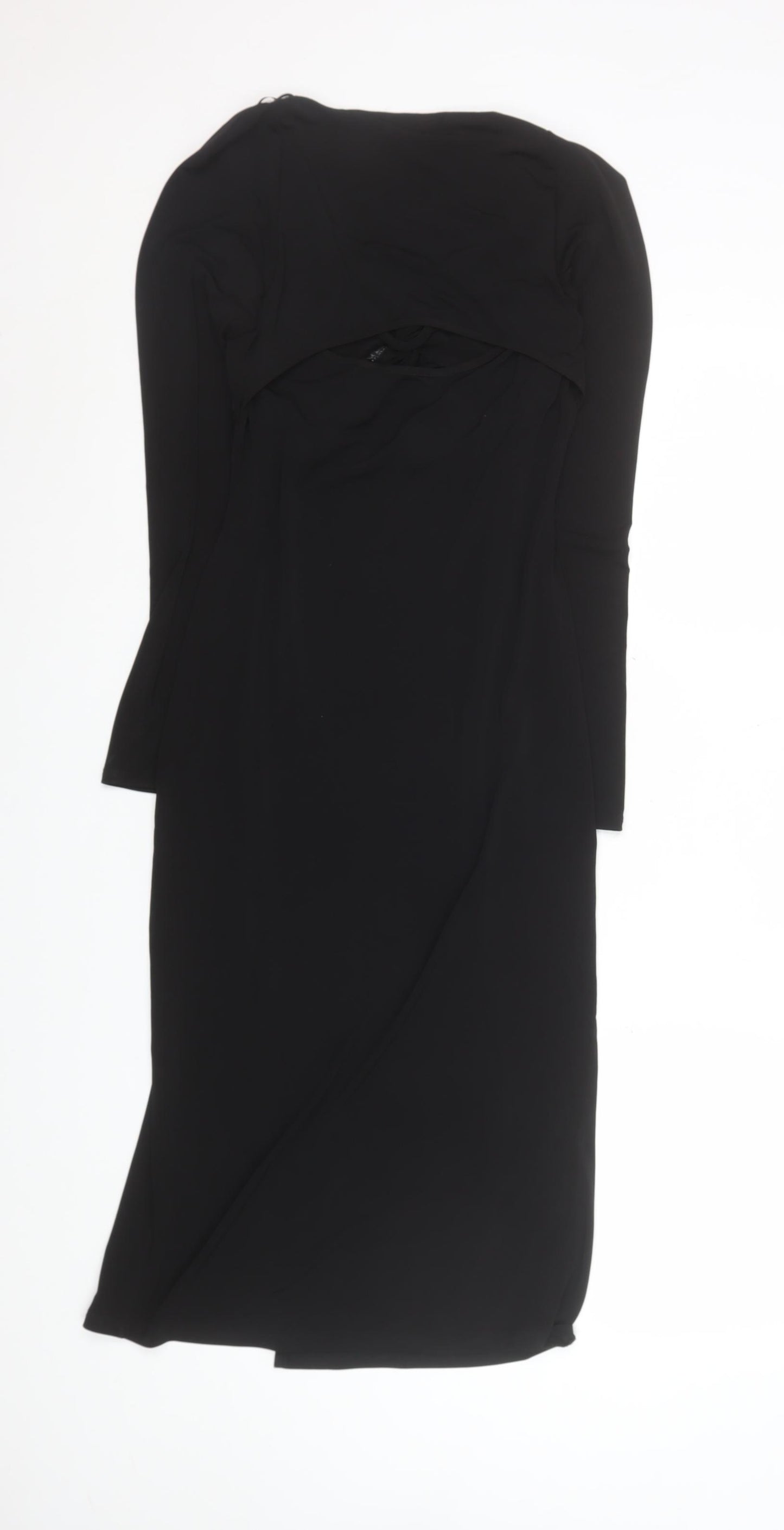 New Look Women’s Black Bodycon Midi Dress Size 12 Long Sleeve Party