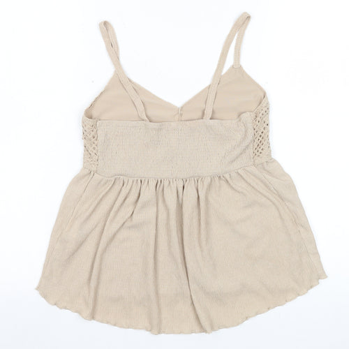 Stradivarius Womens Beige Crochet Camisole Tank Top Size 12