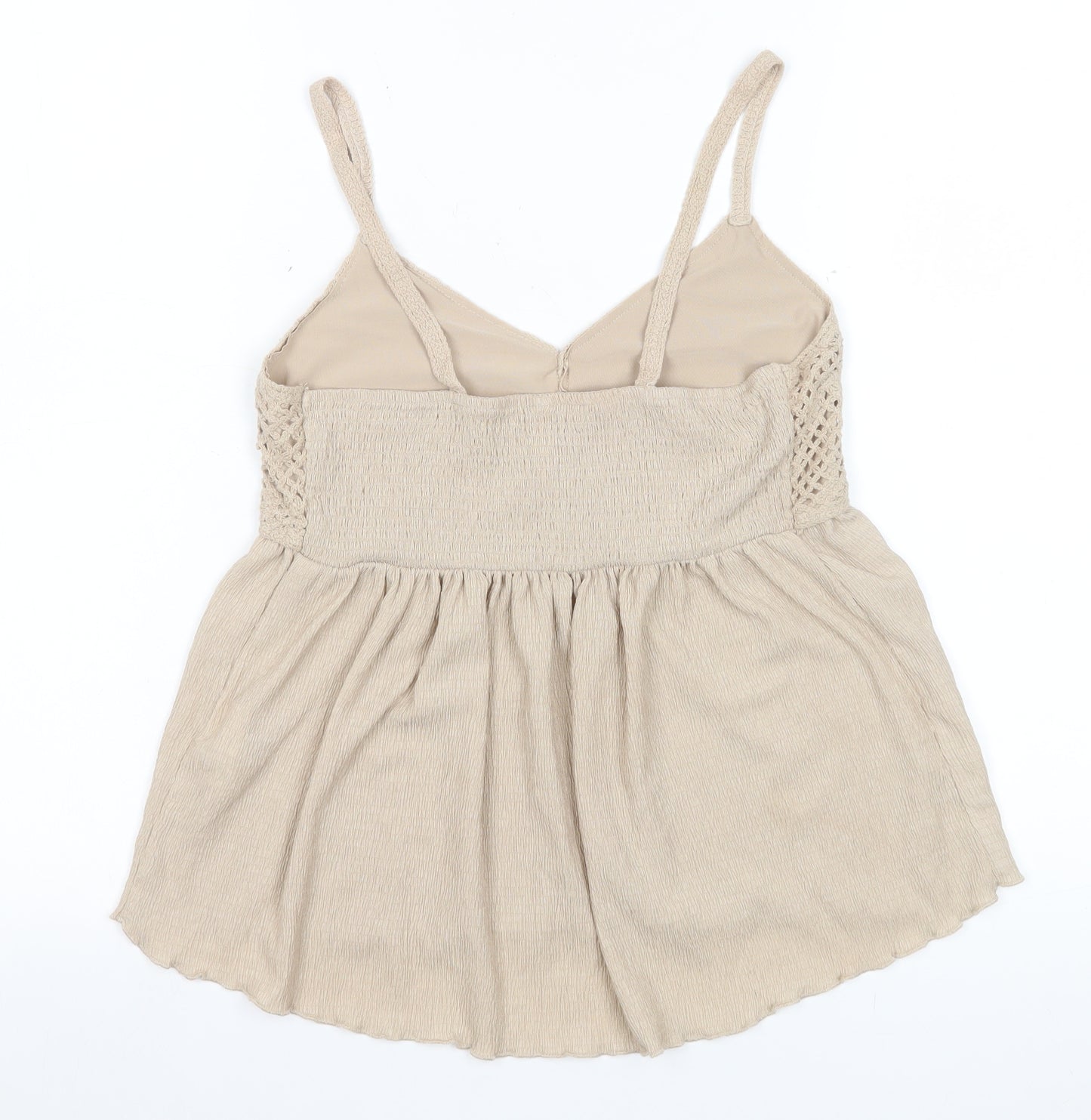 Stradivarius Womens Beige Crochet Camisole Tank Top Size 12