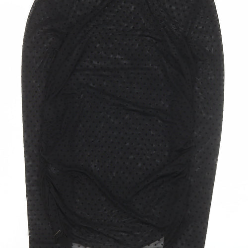 Diesel Womens Black Mock Neck Sheer Ruched Mesh Polka Dot Blouse Size M